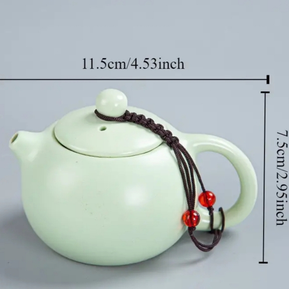 6pc Chinese Travel Tea Set,  Teapot & 4 Cups & Bag - Green - Picture 7 of 10